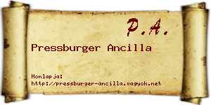 Pressburger Ancilla névjegykártya